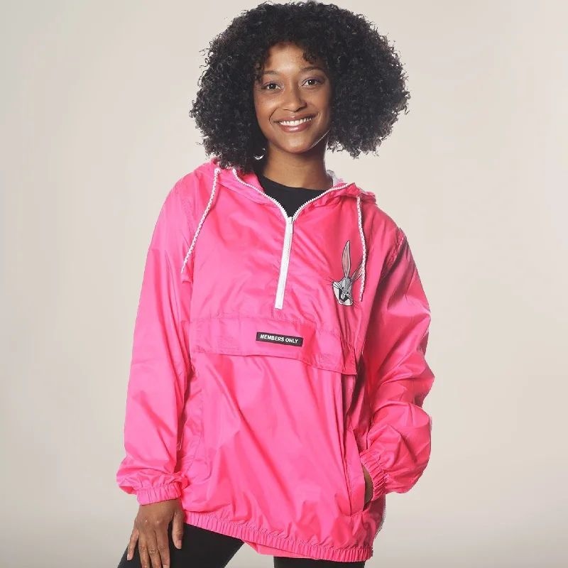 Modern Women's Attire Women's Pink Looney Tunes Popover Windbreaker Jacket