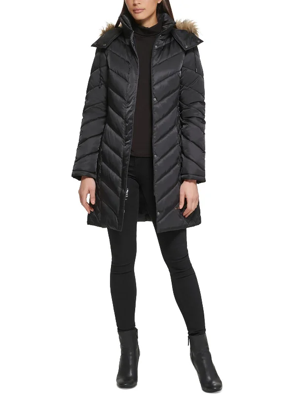 Minimalist Style Womens Quilted Midi Puffer Jacket