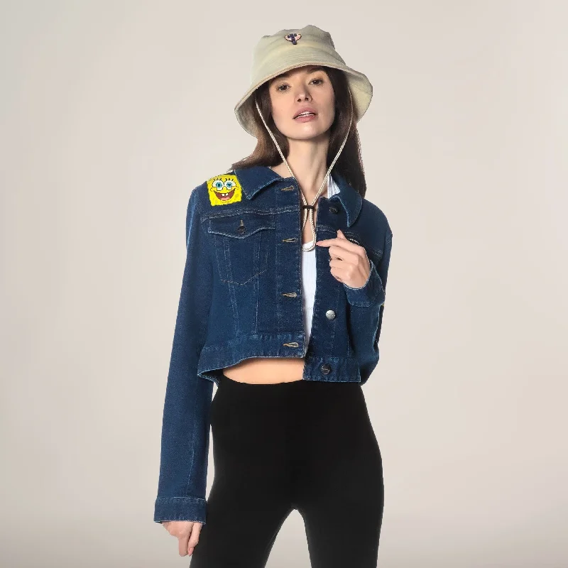 Fashionable Women's Outfit Women's Spongebob Denim Trucker Jacket