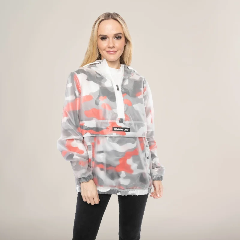 Women's Active Outfit For Fitness Women's Translucent Camo Print Popover Oversized Jacket
