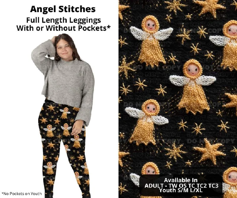 Women's Clothing And Garments Sets Angel Stitches Full Length Leggings w/ Pockets
