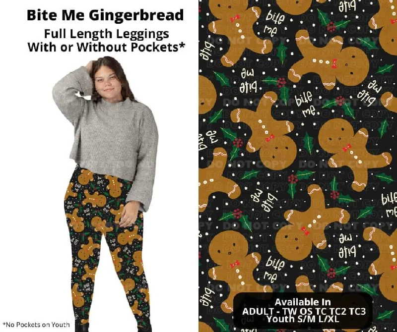 Plus-Size Women's Garments Bite Me Gingerbread Full Length Leggings w/ Pockets