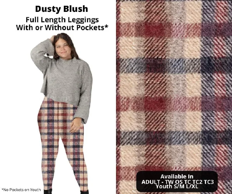Women's Evening Wear Outfit Dusty Blush Full Length Leggings w/ Pockets