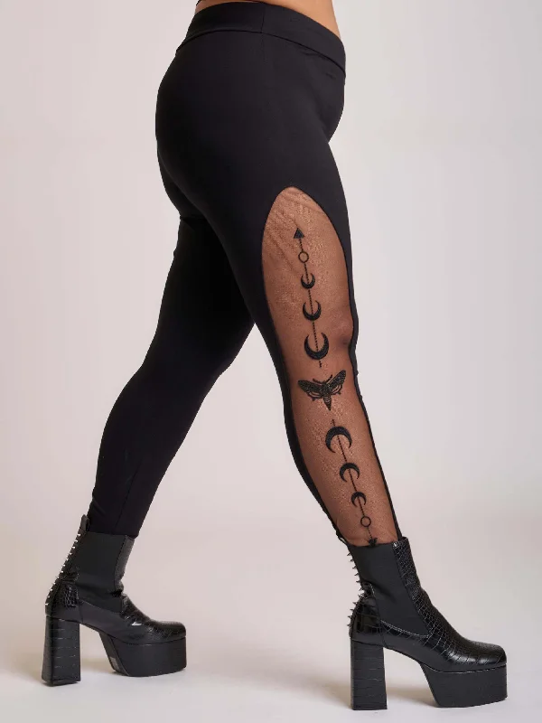 Women's Stylish Casual Garments Embroidered moon phase leggings