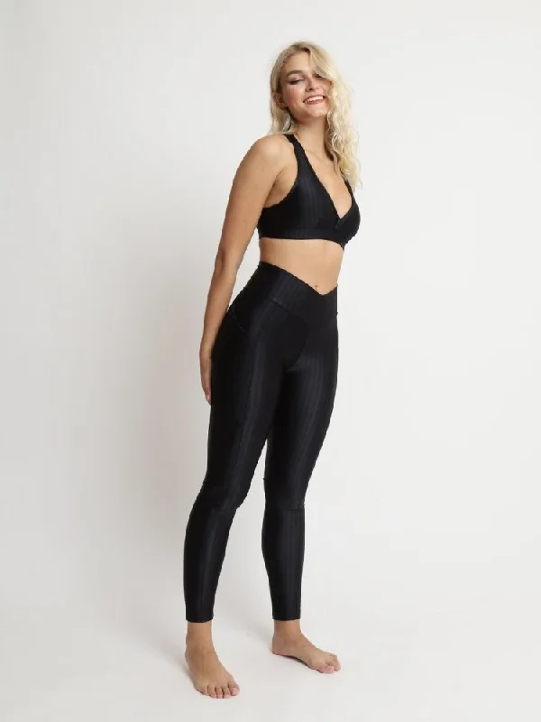 Women's Office Attire Leggings with Pockets - BLACK STRIPE