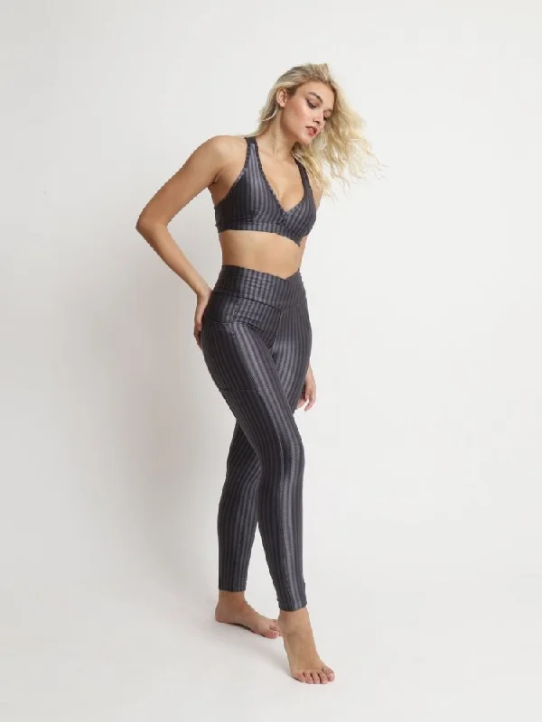 Formal Attire For Women Leggings with Pockets - GREY STRIPE