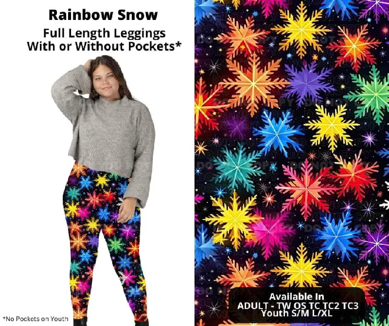 Women's Night-Out Outfit Rainbow Snow Full Length Leggings w/ Pockets