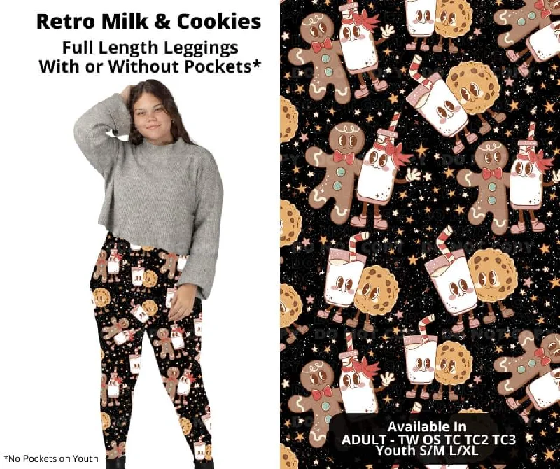 Women's Garments Retro Milk & Cookies Full Length Leggings w/ Pockets