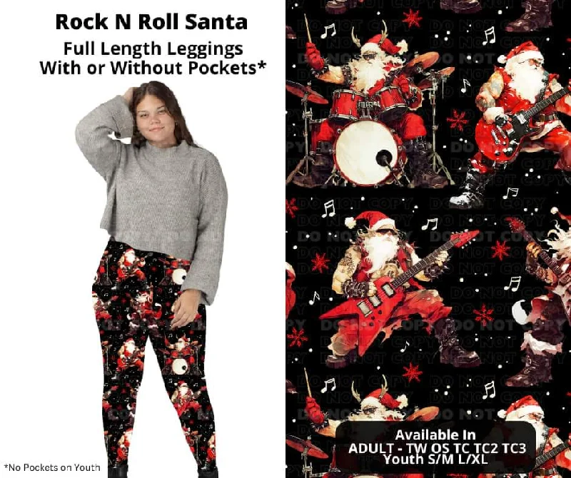 Women's Vacation Garments Rock n Roll Santa Full Length Leggings w/ Pockets