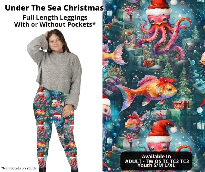 Women's Seasonal Garments Under The Sea Christmas Full Length Leggings w/ Pockets