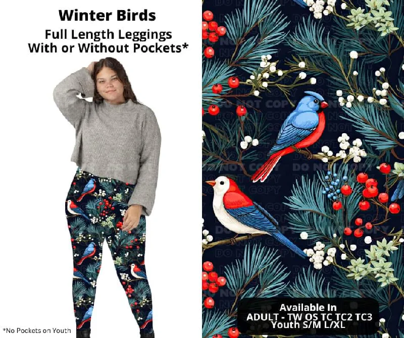 Charming Women's Outfit For Special Occasions Winter Birds Full Length Leggings w/ Pockets Charming Women's Outfit For Special Occasions Winter Birds Full Length Leggings w/ Pockets