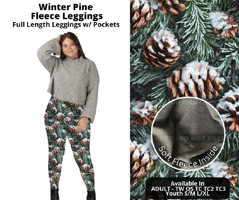 Women's Vintage-Inspired Outfit Winter Pine Fleece Leggings