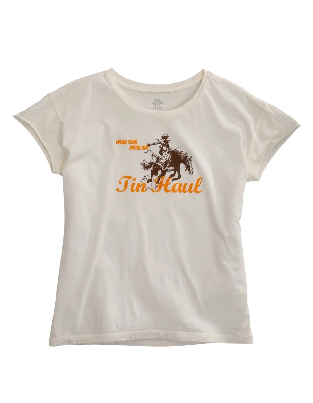 Classic Women's Clothing Styles Tin Haul Womens White 100% Cotton Lady Horserider S/S T-Shirt Classic Women's Clothing Styles Tin Haul Womens White 100% Cotton Lady Horserider S/S T-Shirt