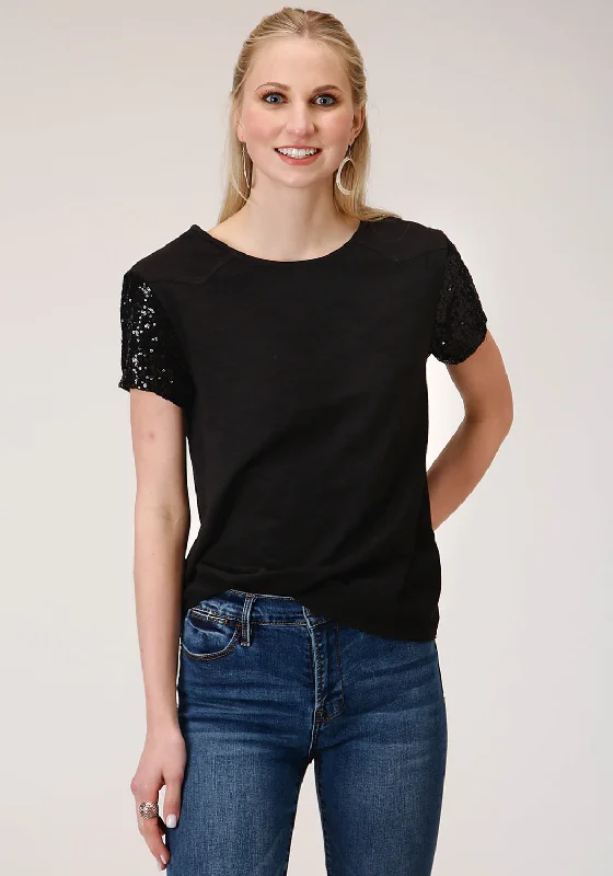 Stylish Loungewear for Women Roper Womens Black 100% Cotton Western Swing S/S T-Shirt Stylish Loungewear for Women Roper Womens Black 100% Cotton Western Swing S/S T-Shirt