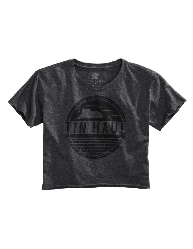 Women's Party Outfit Tin Haul Womens Grey Cotton Blend Desert Circles S/S Cropped T-Shirt Women's Party Outfit Tin Haul Womens Grey Cotton Blend Desert Circles S/S Cropped T-Shirt