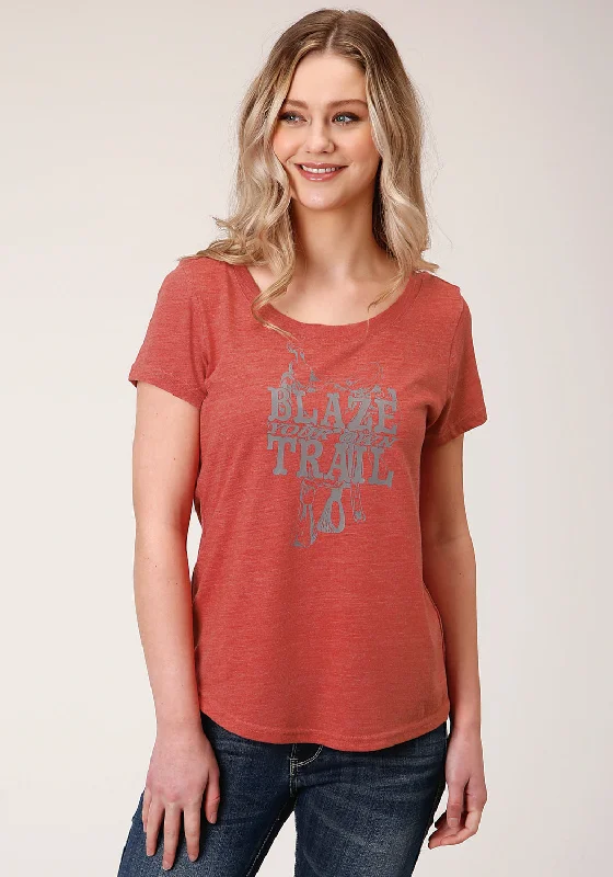 Women's Clothing for Every Occasion Roper Womens Red Poly/Rayon Blaze Your Own Trail S/S T-Shirt Women's Clothing for Every Occasion Roper Womens Red Poly/Rayon Blaze Your Own Trail S/S T-Shirt