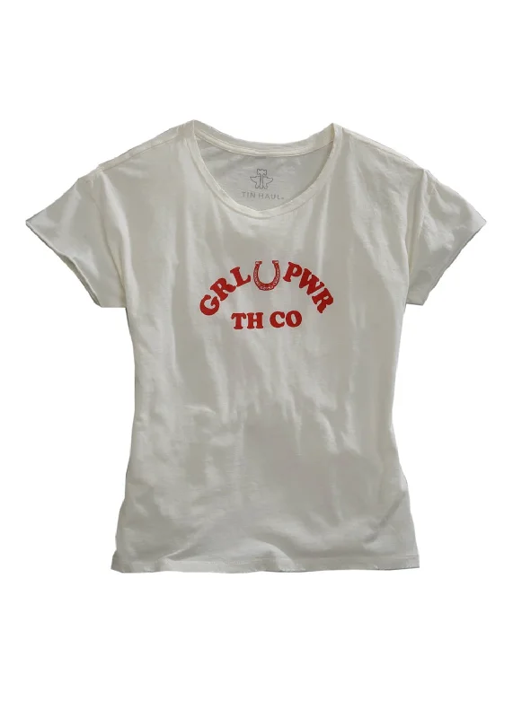 Comfortable Women's Outfits Tin Haul Womens White 100% Cotton Girl Power S/S T-Shirt Comfortable Women's Outfits Tin Haul Womens White 100% Cotton Girl Power S/S T-Shirt
