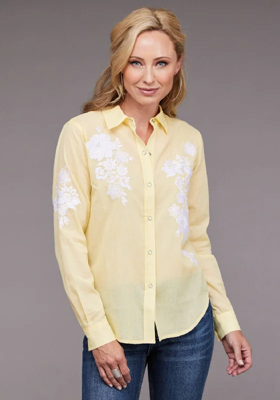 Affordable Women's Fashion Stetson Womens 2096 Lawn Button Yellow 100% Cotton L/S Blouse Affordable Women's Fashion Stetson Womens 2096 Lawn Button Yellow 100% Cotton L/S Blouse