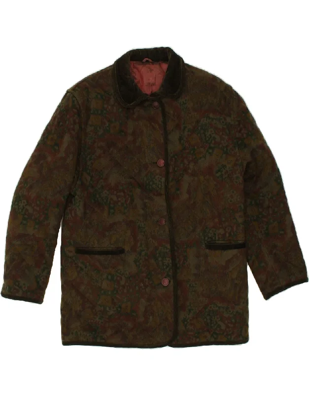 Formal Clothing For Women VINTAGE Womens Abstract Pattern Quilted Jacket IT 48 XL Khaki Wool Formal Clothing For Women VINTAGE Womens Abstract Pattern Quilted Jacket IT 48 XL Khaki Wool