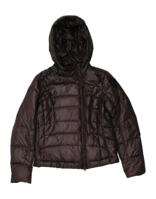 Women's Transitional Clothes BLAUER Womens Hooded Padded Jacket UK 18 XL Brown Polyester Women's Transitional Clothes BLAUER Womens Hooded Padded Jacket UK 18 XL Brown Polyester