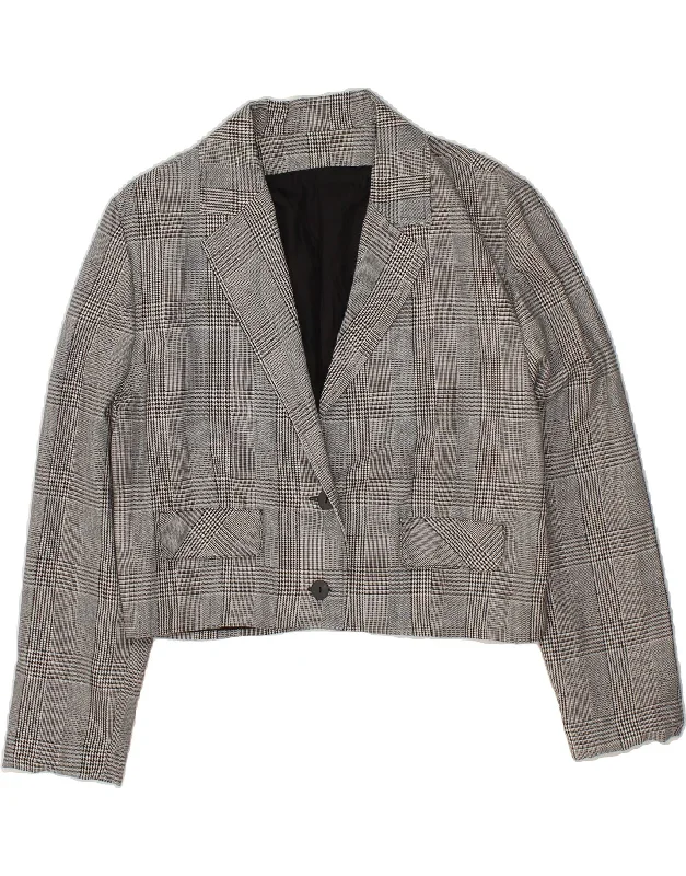Women's Everyday Clothes VINTAGE Womens Crop 2 Button Blazer Jacket UK 12 Medium Grey Check Women's Everyday Clothes VINTAGE Womens Crop 2 Button Blazer Jacket UK 12 Medium Grey Check
